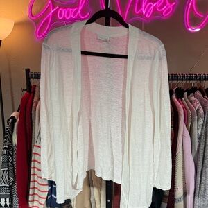 J. Jill White Linen Women's Open Cardigan